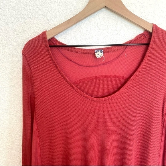 Free People Malibu Thermal Lagenlook Boho Top in Pink Coral Small - Picture 6 of 11